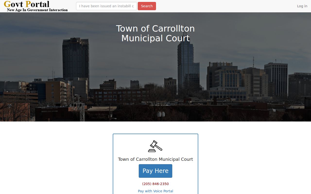 Carrollton Municipal Court online payment interface