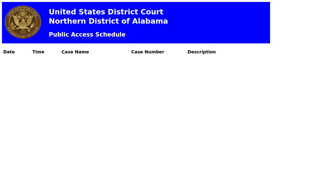 Pickens County federal court dates on Northern District schedule